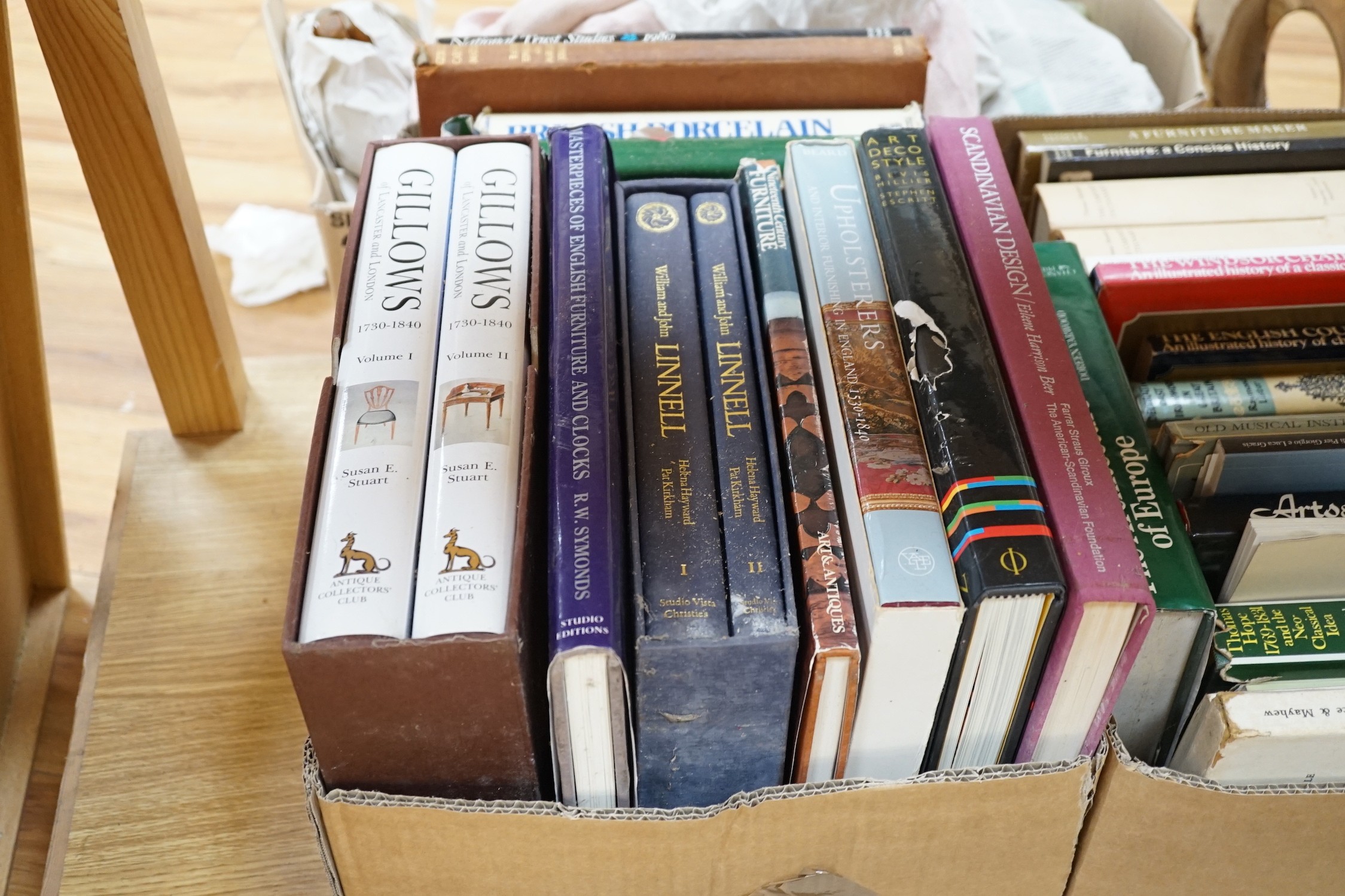 A large quantity of reference books on mainly furniture and interiors, to include Brackett, Olivier - Catalogue of the Jones Collection Part I, Victoria and Albert Museum, 1930; Wills, Geoffrey - English Furniture 1550-1